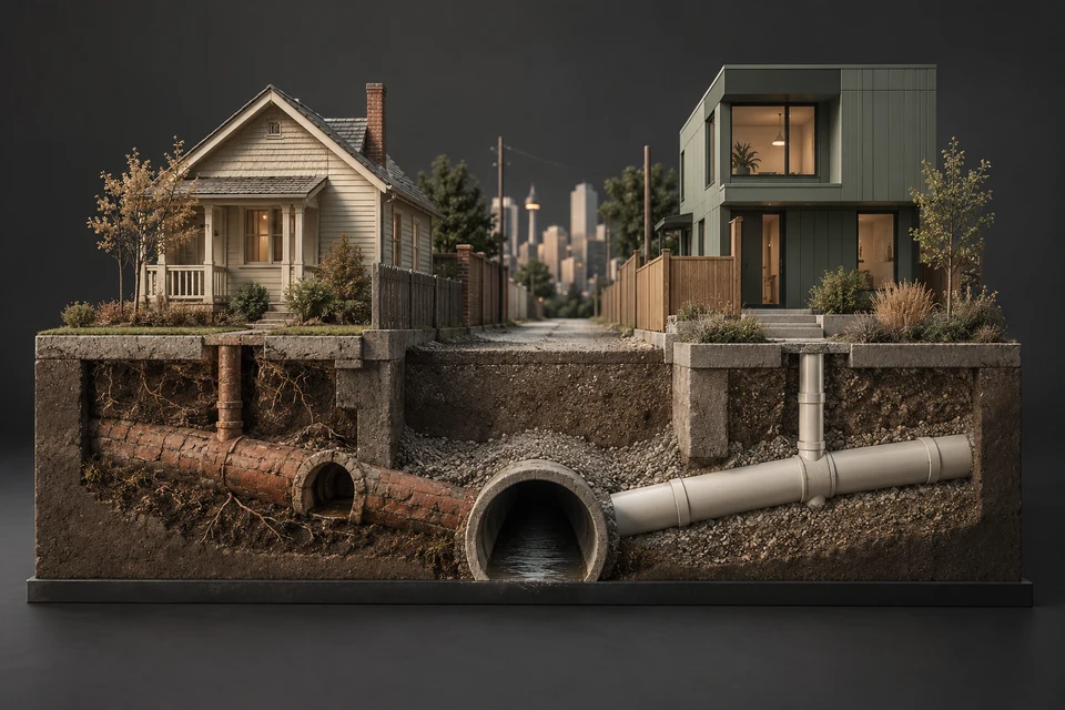 Conceptual illustration of older records · infill history · confirmed material