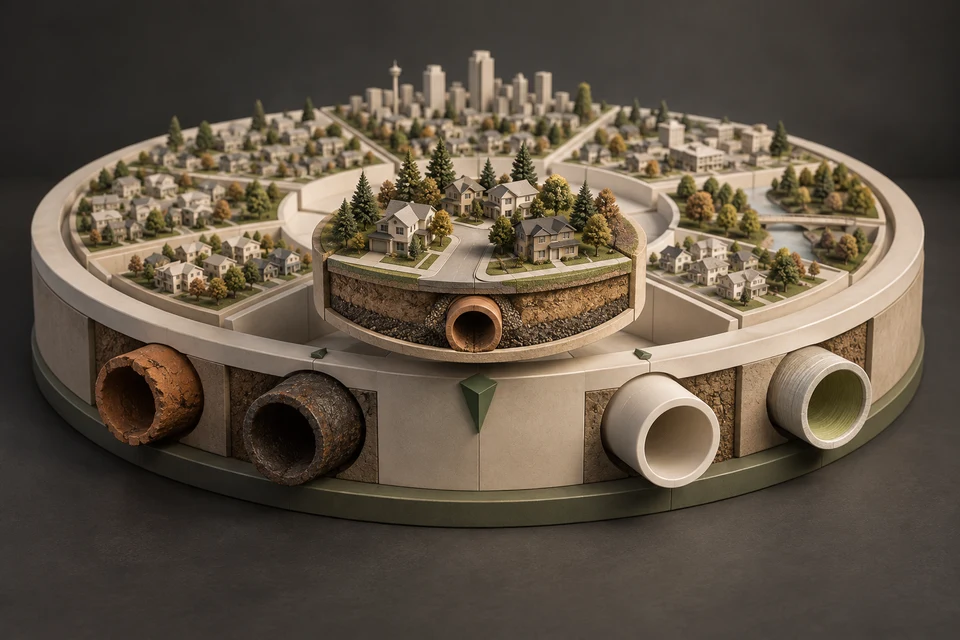 Conceptual illustration of community selection · material proportions · record coverage